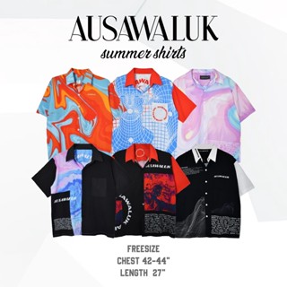 เสื้อเชิ้ตพิมพ์ลายสตรีท 🔥 AUSAWALUK (ใส่สบาย) เสื้อเชิ้ตแขนสั้น ผู้ชาย/ผู้หญิง