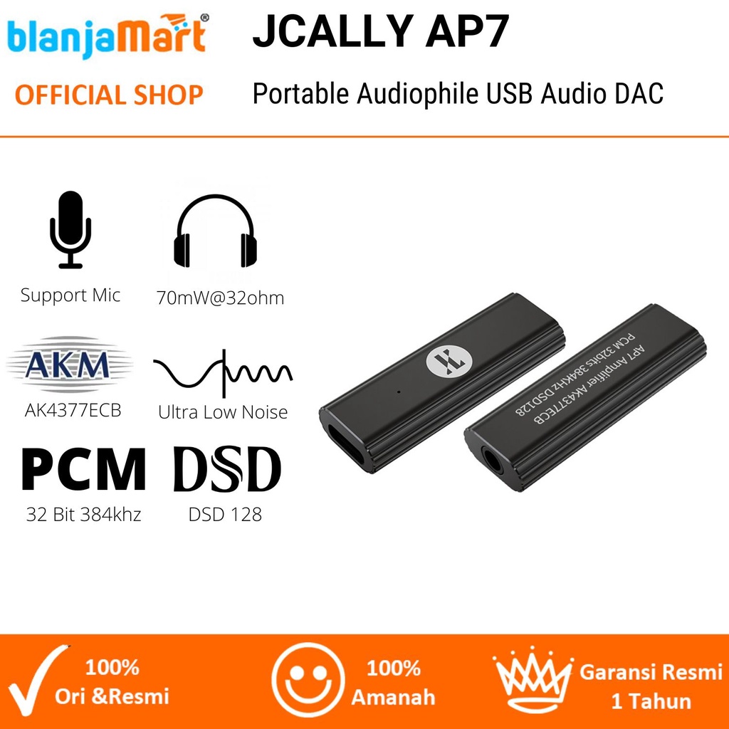 Jcally AP7 AKM4377ECB แบบพกพา Audiophile USB Audio DAC