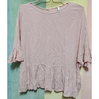 เสื้อ ZARA trf collection สีชมพูอ่อน ไซส์S ชายระบาย แขนระบาย อก44 สาวอวบใส่ได้ค่ะ