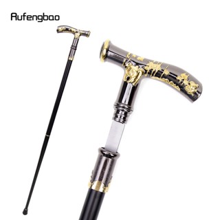 Gold Black Panda Compass Walking Stick with Hidden Plate Self Defense Fashion Cane Plate Cosplay Crosier Stick 93cm