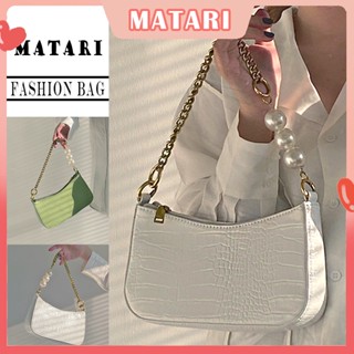 【MATARI】กระเป๋าสะพายข้างใต้วงแขน หนัง PU แต่งสายโซ่ สไตล์วินเทจ สําหรับผู้หญิง