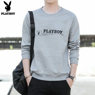 Playboy ใหม่ เสื้อกันหนาวลําลอง คอกลม แบบเข้ารูป แฟชั่นเรียบง่าย สําหรับผู้ชาย