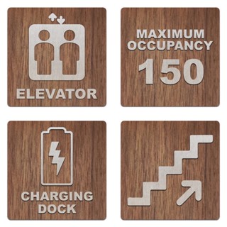 [FudFudAR] ฝุด-ฝุด-อะ ป้ายไม้ Elevator Sign ป้ายลิฟท์ I Maximum Occupancy Sign จำนวนผู้เข้าพักสูงสุด I Charging Dock Sig