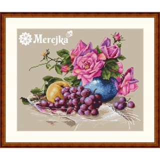 MK-20 Still Life with Grape ชุดปักครอสติชลิขสิทธิ์แท้ ครอสติชไม่พิมพ์ลาย แบรนด์ Merejka