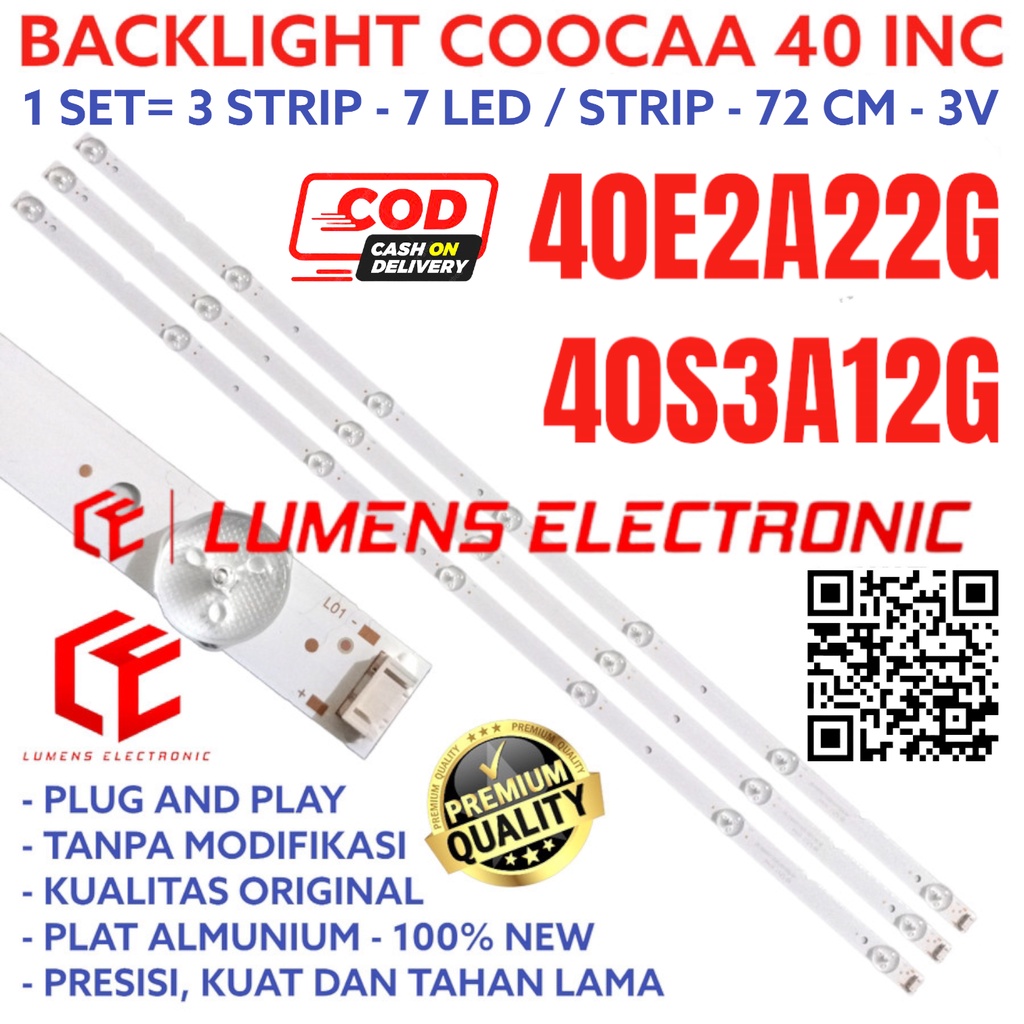 COOCAA LED TV BACKLIGHT 40 INC 40E2A22G 40S3A12G 40E2A22 40S3A12 40S 40E 2A22G 2A22 3A12G BL 7K COCC