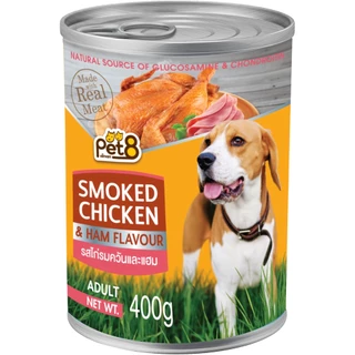 Pet8 อาหารกระป๋องสุนัข ชนิดกระป๋อง รสไก่ เนื้อตับ และผัก สารอาหารครบถ้วน พร้อมส่ง