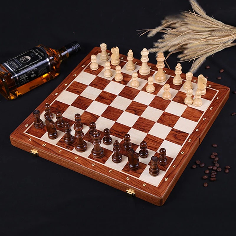 4 Queen Chess Game High Grade Wooden Chess Set King Height 80 mm Chess Pieces Folding 39*39 cm Mahogany Chessboard Table