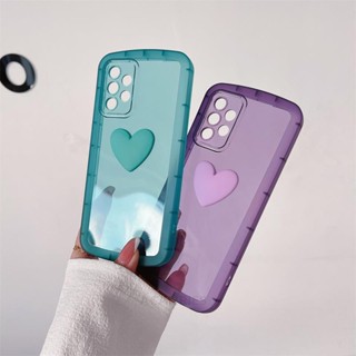 เคสซิลิโคน Tpu แบบใส ป้องกันเลนส์กล้อง ลายหัวใจ 3D สําหรับ Samsung J2 J7 Prime A52 A52S A72 4G 5G Samsung Galaxy A03S A03 A20S A02S