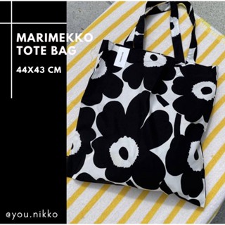 Marimekko tote bag - ดอกสีดำเกสรขาว