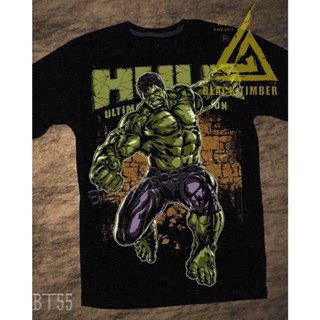 BT 55  the incredible hulk avengers เสื้อยืด สีดำ Black Timber T-Shirt ผ้าคอตตอน สกรีนลายแน่น S M L XL XXL