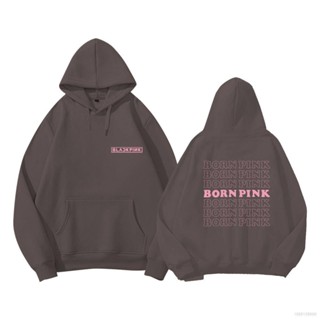 เสื้อกันหนาวแขนยาวลําลอง มีฮู้ด ทรงหลวม ขนาดใหญ่ ลาย BLACKPINK BORN PINK World Tour สําหรับผู้ชาย และผู้หญิง