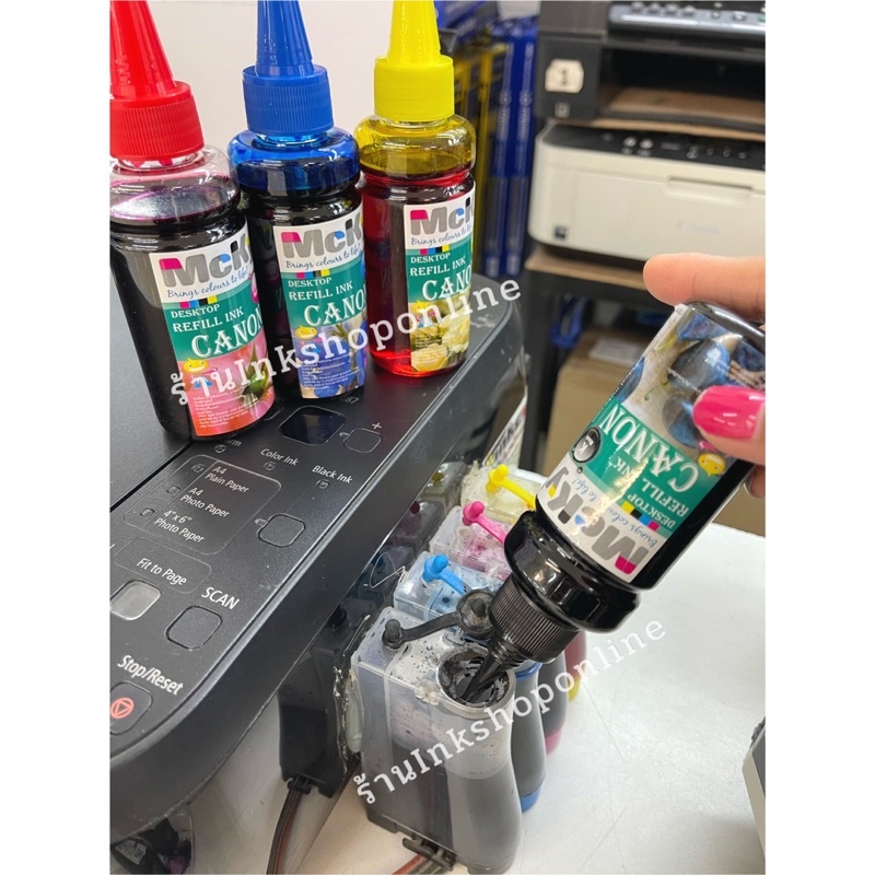 MCKY CANON  หมึกเติม แคนนอน ขนาด 100 ml. หมึก สำหรับ ปริ้นเตอร์ CANON   MP287 IP2770 E410 E480 E510 MG3170