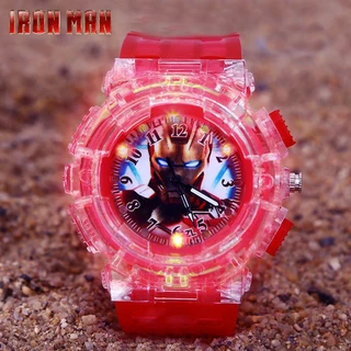 Marvel Spider-Man กัปตันอเมริกานาฬิกาเด็กพร้อมแสงแฟลชที่มีสีสันการ์ตูนเด็กนาฬิกาสําหรับชายหญิงนักเรียน Unisex