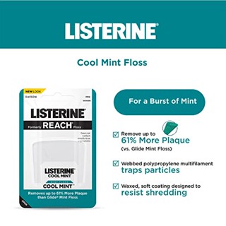 100% Authentic Dental Flossไหมขัดฟัน Listerine Cool Mint Floss 50.2เมตร