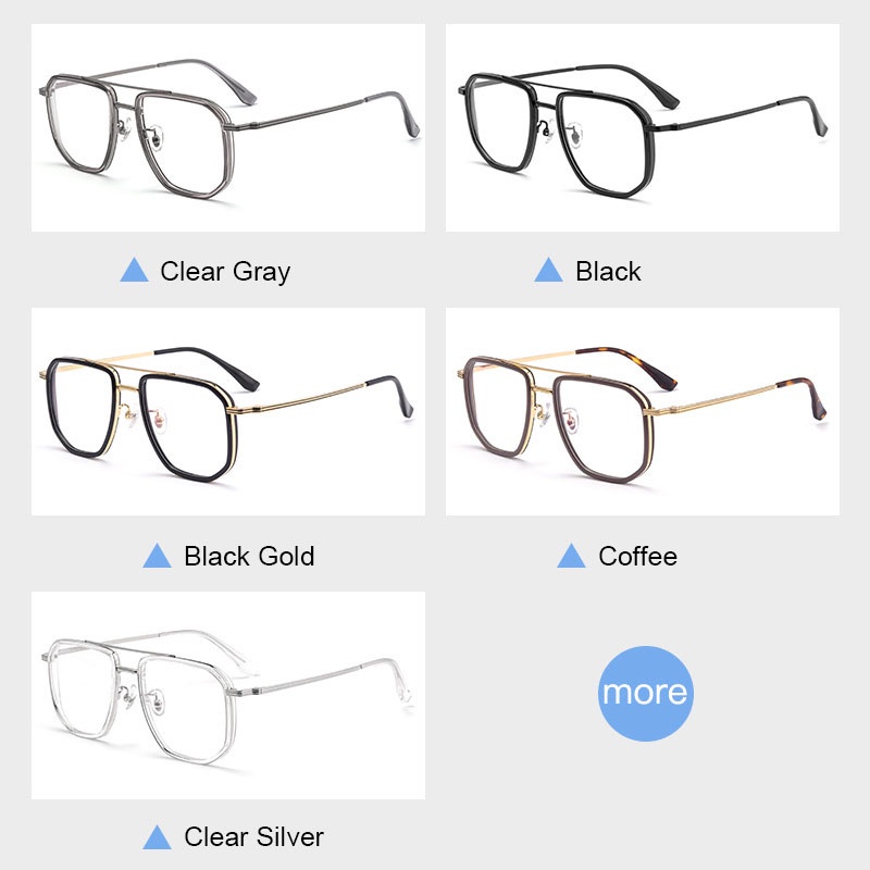 Ĕ กรอบแว่นตา ไทเทเนียม ผู้ชาย ผู้หญิง กรอบใหญ่ เบาพิเศษ ออปติคอล กรอบแว่นตา ย้อนยุค คานคู่ ออกแบบแว่นตา - รูปที่ 7