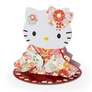 Sanrio Card - Pop up ลาย Hello Kitty Kimono (Japan Limited) แบบนั่ง ด้านล่างเขียนได้ มาพร้อมซองลายน่ารัก