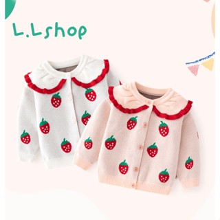 L.L shop คาร์ดิแกนสตรอเบอร์รี่เสื้อกันหนาวเด็กหญิง