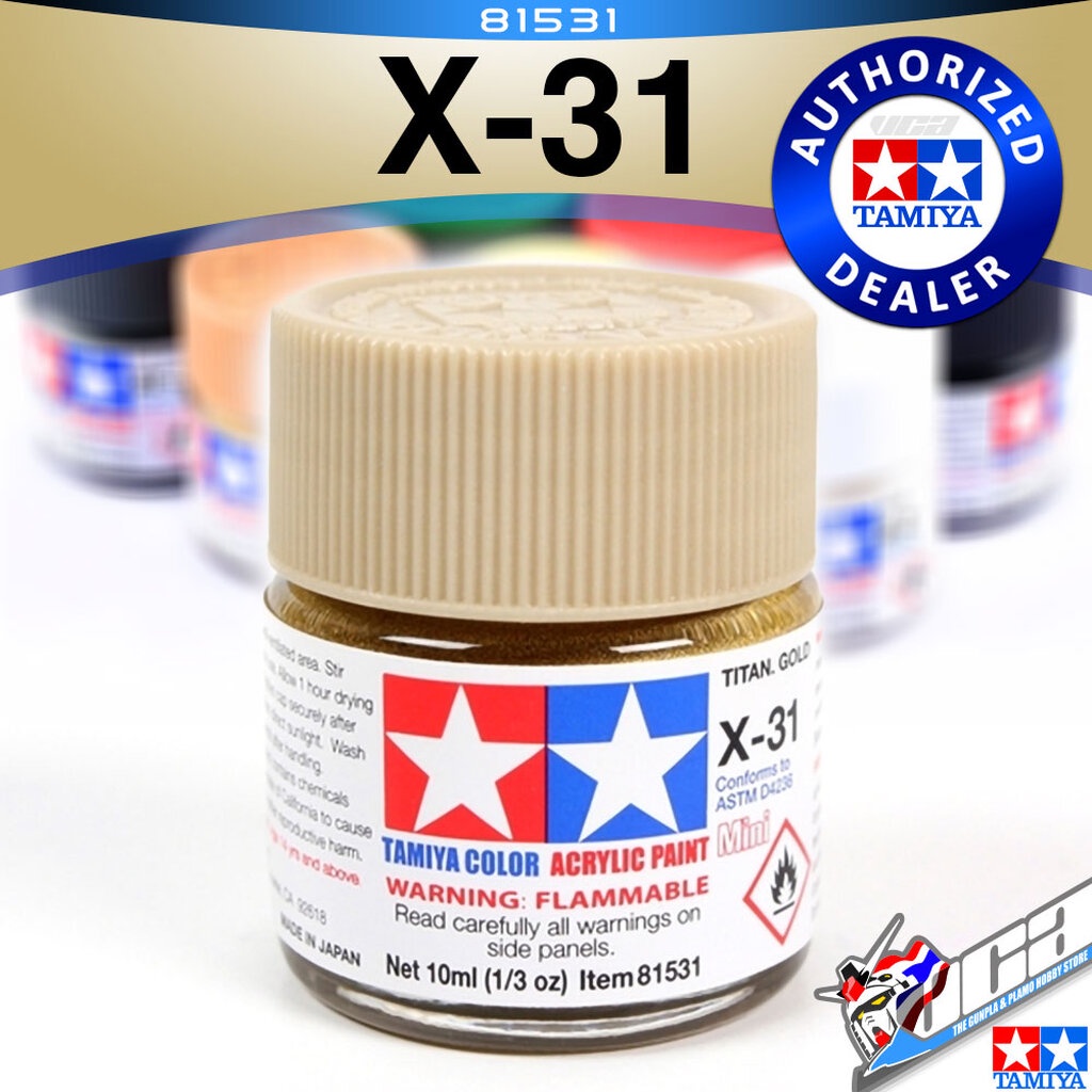 TAMIYA 81531 X-31 X31 TITANIUM GOLD สีทองไทเทเนียม ACRYLIC PAINT MINI COLOR 10ML สีอะครีลิกสำหรับพลา