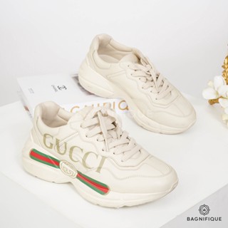 GUCCI RHYTON GUCCI LOGO 37.5 BEIGE LEATHER