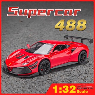 โมเดลรถยนต์ รุ่น Ferrari 488 Supercar ขนาดสเกล 1 : 32 ของเล่นสําหรับเด็กผู้ชาย