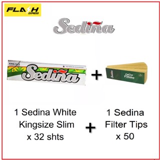 Sedina White Rolling Combo:1 book Sedina White K/Size Slim rolling Papers + 1 book Sedina Filter tips Fast Delivery