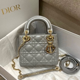 พรี​ ราคา9400 Dior Lady หนังแกะ กระเป๋าโซ่ กระเป๋าสะพาย กระเป๋าสะพายไหล่17*8*14cm