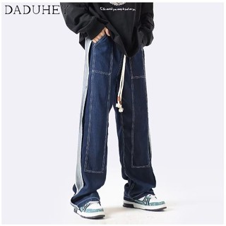 DaDuHey🔥 Mens American-Style Retro High Street Patchwork Casual Pants Ins Fashion Brand Straight Loose Jeans