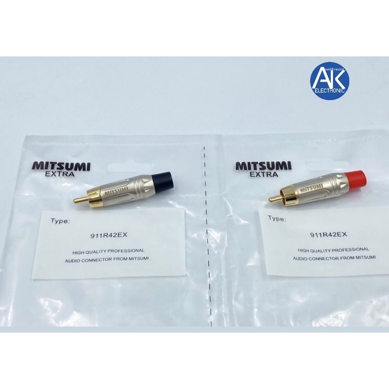 1คู่ MITSUMI EXTRA 911R42EX RCA ขั้วทอง สีดำ สีแดง ปลั๊ก RCA ตัวผู้ ขั้วทอง RCA MITSUMI EXTRA