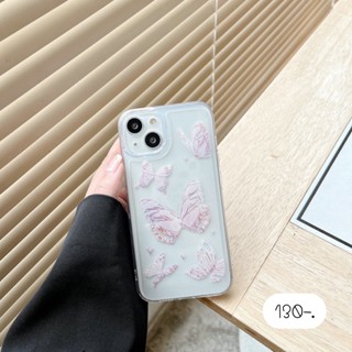 เคสใส เคสใสสกรีนลาย 🦋 ใสปุ่มเงินลายผีเสื้อ