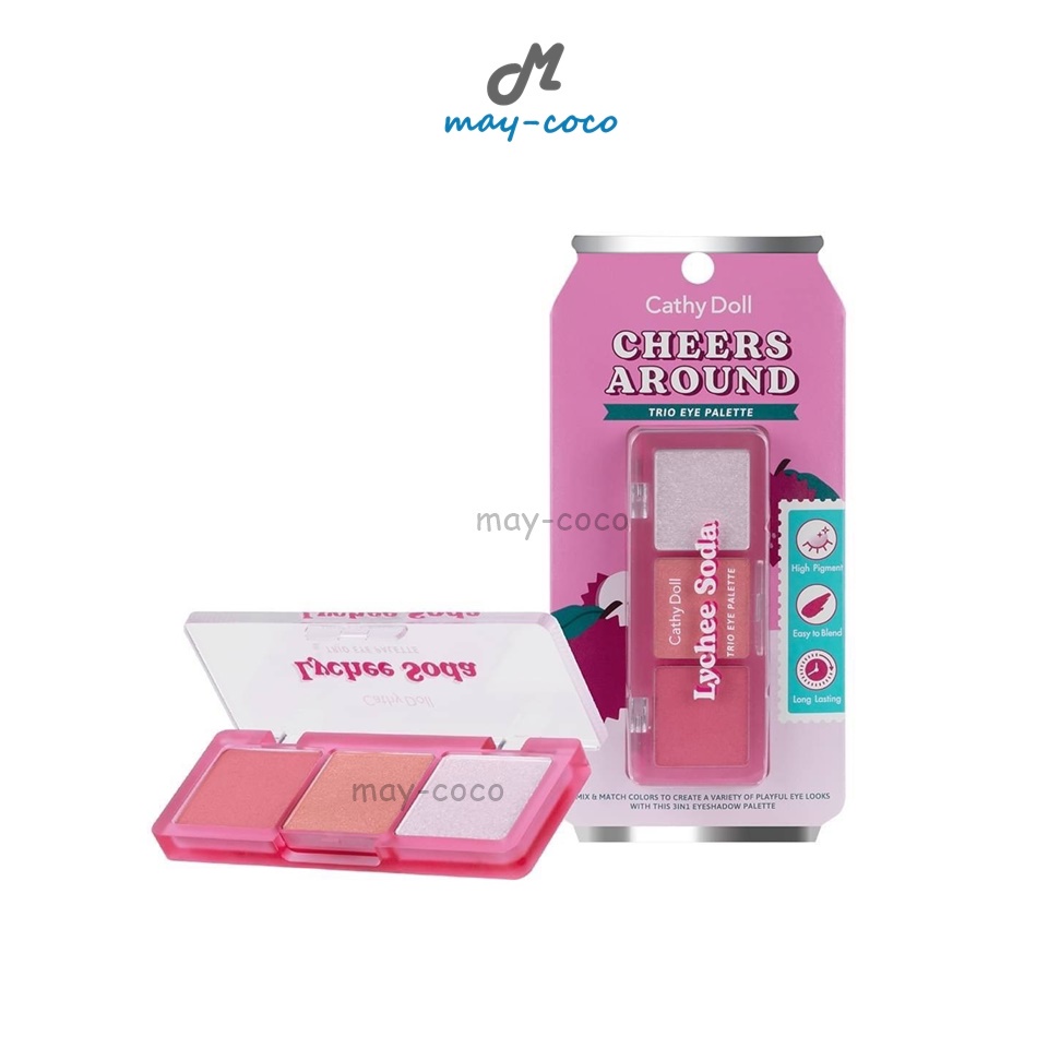 ถูก/แท้/มีไลฟ์ พาเลทท์ Cathy Doll Cheers Around Trio Eye Palette อายแชโดว์ ชิมเมอร์ กลิตเตอร์ ทาตา แต่งตา เกาหลี วิ้ง