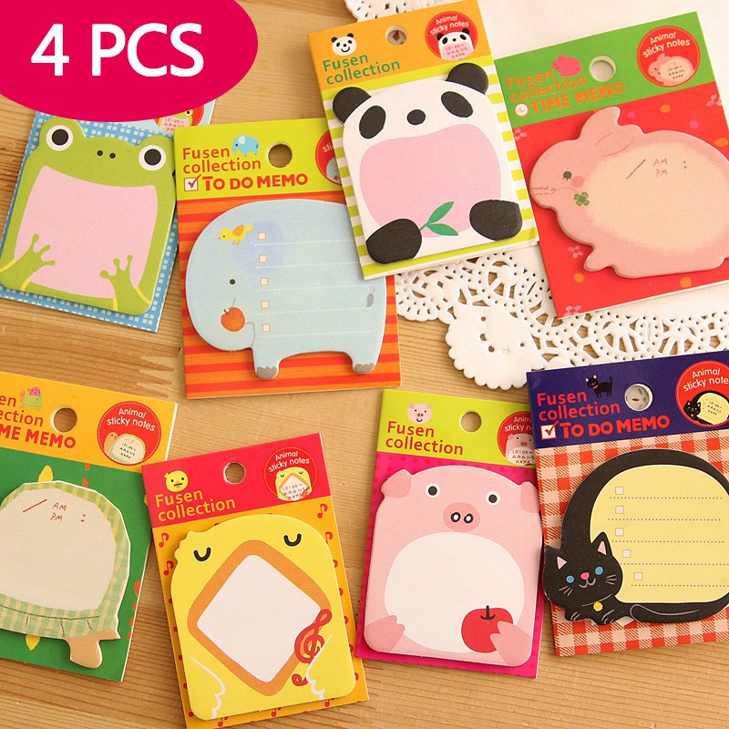 สติกเกอร์ ลายการ์ตูน No Repeat @ @ R Post @ - @ Lo Sticky Notes สําหรับติดตกแต่งสมุดโน้ต จํานวน 4 ชิ