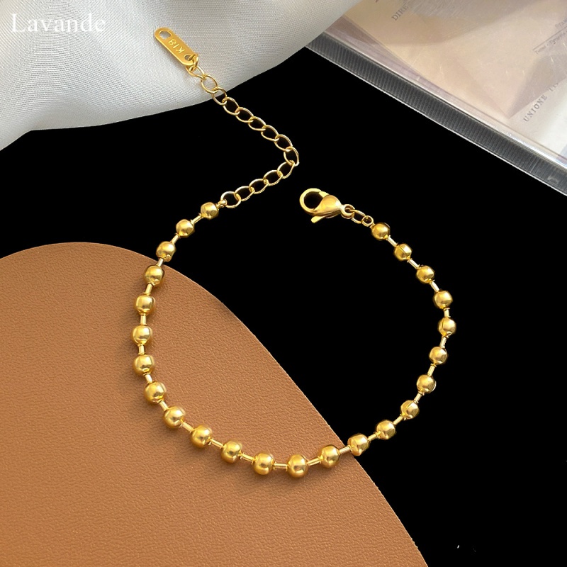 [LAVANDE] หรูหราเรียบง่ายสร้อยข้อมือสุภาพสตรีทอง 18K Niche High Sense เกรดไทเทเนียมเหล็ก All-Match สร้อยข้อมือผู้ชายสร้อยข้อมือคู่ของขวัญ