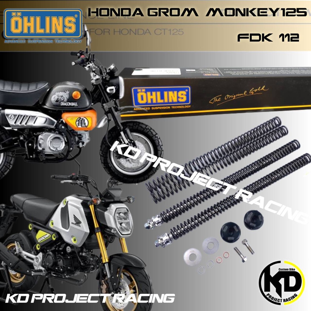 ส่งฟรี🚩สปิงโช็คหน้า Ohlins FDK112 For Honha GROM,MSX,Monkey125
