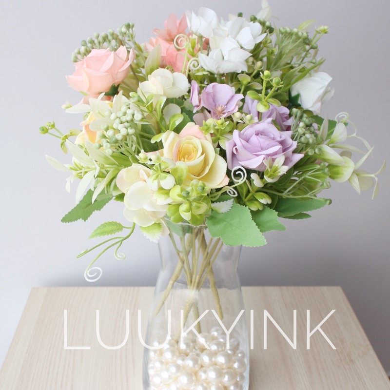 ดอกแซมชุด2 ดอกกุหลาบปลอม ดอกไม้ปลอม พร้อมส่งค่ะ ดอกไม้ปลอมแต่งบ้าน Lukkyink Flowers