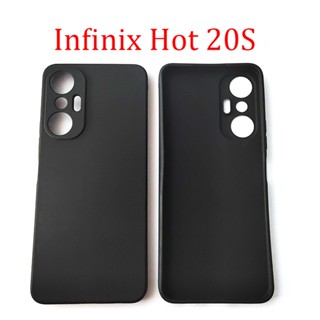 เคสโทรศัพท์มือถือ เนื้อแมตต์ สีดําล้วน สําหรับ Infinix Hot 20S Hot 20 4G