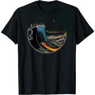 เสื้อยืด พิมพ์ลาย Great Wave Great Idea สไตล์ญี่ปุ่นวินเทจ