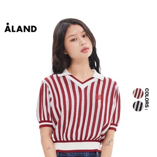 ALAND เสื้อท่อนบน ROMANTIC CROWN STRIPE BALLOON KNIT TOP