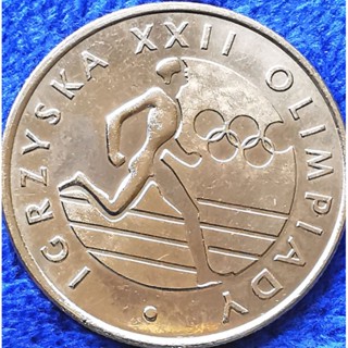 เหรียญ​โปแลนด์​ Poland, 20 Zlotych, (ที่ระลึก​โอลิมปิก​เกมส์​ปี1980),#2421T,  ไม่​ผ่าน​ใช้​ UNC