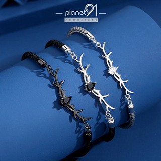 Always Together Deer Horn สร้อยข้อมือเงิน 925 ถักมือ ทนต่อการซีดจาง ของขวัญคู่รัก