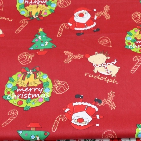 ผ้าคอตตอน 100% ทอทวิล ผ้าเมตร หน้ากว้าง 1.60 เมตร  พิมพ์ลายคริสต์มาส สัตว์ ดอกกุหลาบ