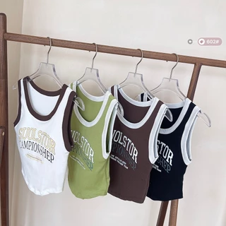 เสื้อกล้าม ดีเทลชายโค้ง(มีฟองน้ำ) ผ้านุ่มนิ่มใส่สบายปักลายอักษร V105
