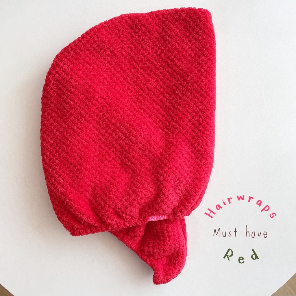 Red หมวกคลุมผมซับน้ำ ผ้าซับน้ำ ผ้าคาดผม hairwrap turban
