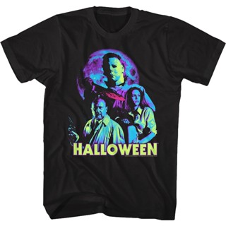 Neon Full Moon Halloween T-Shirt เสื้อยืด oversize เสื้อยื เสื้อตราหานคู่