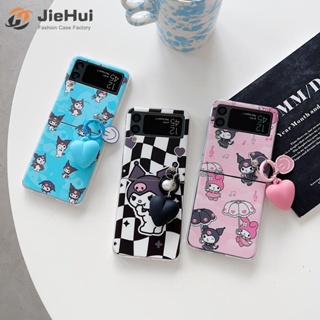 Jiehui เคสโทรศัพท์มือถือ ลายหน้ายิ้ม หัวใจ สีฟ้า สีชมพู แฟชั่น สําหรับ Samsung Z Flip4 Z Flip3