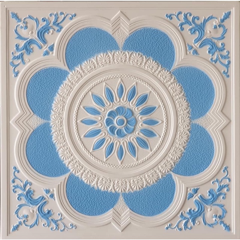 ฝ้าทีบาร์ ฝ้าแขวน ยิปซั่ม 60x60 cm หนา 9 mm (ลายนำโชค นำทอง-ฟ้า)