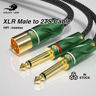 Golley LION สายเคเบิลอะแดปเตอร์แยกเสียง 3-Pin XLR ตัวผู้ เป็น 6.35 1/4 นิ้ว TS โมโนไมค์ XLR เป็น 6.35 มม. คู่ ตัว Y 1/4 เป็น XLR