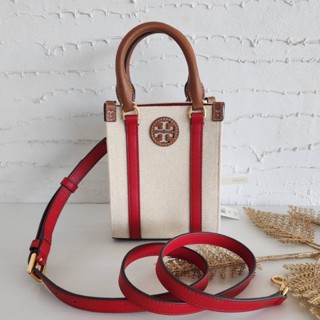 🎀 (สด-ผ่อน) กระเป๋าสีขาวแดง 5.5 นิ้ว 139360 TORY BURCH BLAKE CANVAS MINI SHOPPER TOTE