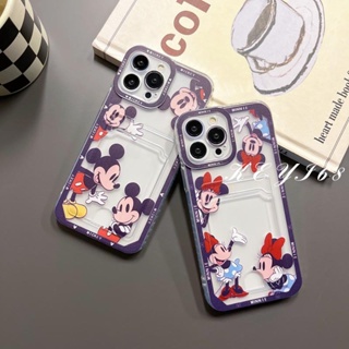 เคสโทรศัพท์มือถือแบบนิ่ม tpu ลายการ์ตูนมิกกี้ มินนี่เมาส์ พร้อมช่องใส่บัตร สําหรับ OPPO A15 A16 A16K OPPO A31 2020 A9 A5 2020 A53 A54 A55 4G A57 A74 A76 A92 A52 A8