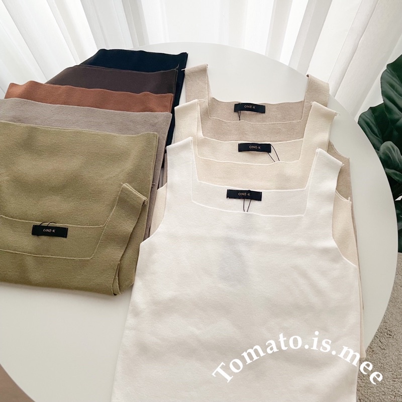 เสื้อกล้ามไหมพรมแขนกุด เสื้อกล้ามทรงคอเหลี่ยม  โทนสีมินิมอล เนื้อผ้านิ่ม พร้อมส่ง 9 สี !!! (Y667/ 101710)