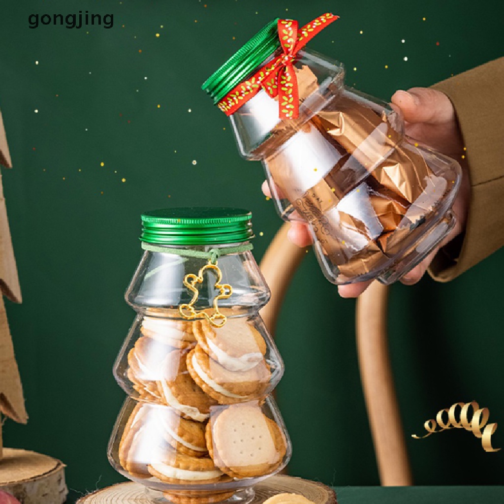 Gong กระปุกใส่ขนม ช็อคโกแลต ลูกอม ขนมขบเคี้ยว ด้ามจับใส ของขวัญคริสต์มาส